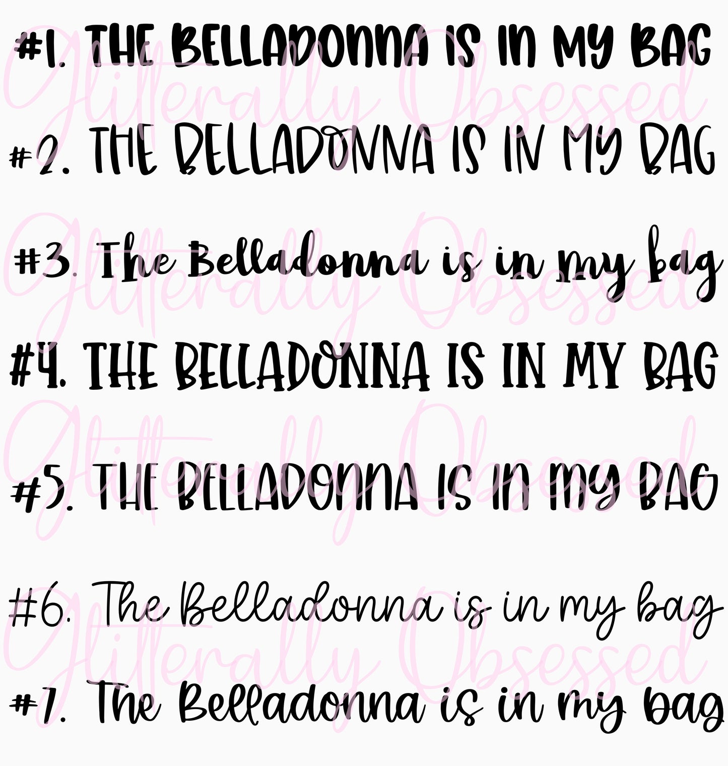 The Belladonna is in my bag