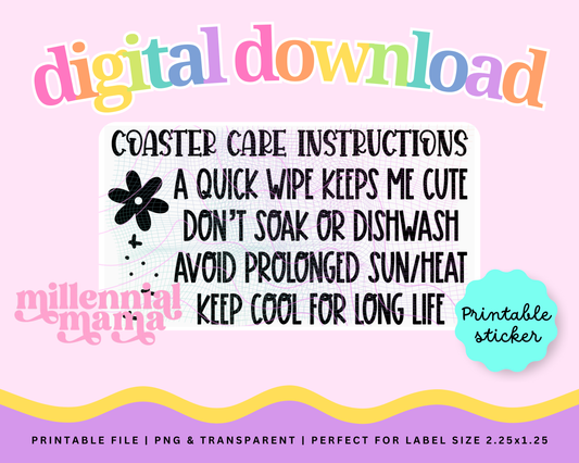 Coaster Care Instructions - Digi Download